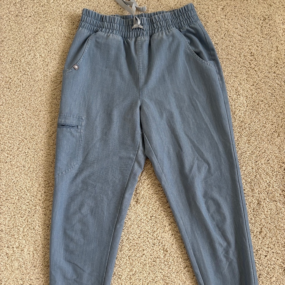 Figs High Waisted Scrub Pants Heather Indigo